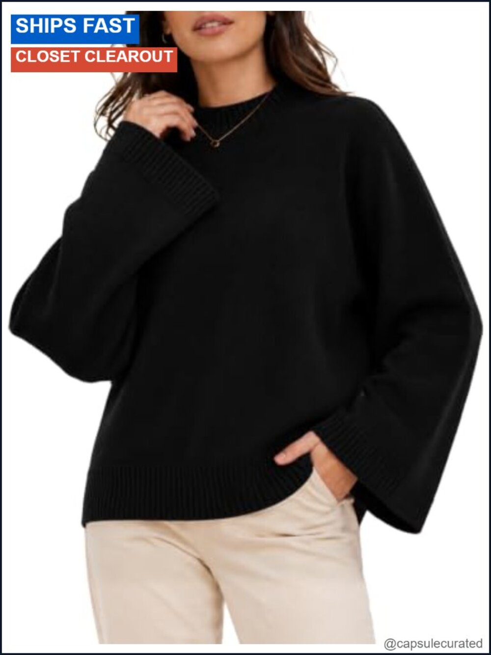 Women's Wide Fit Long Batwing Sleeve Knit Pullover Sweater Oversized